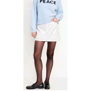 Old Navy Mini Skirt Shiny Silver Jean Size 14 Mid Rise